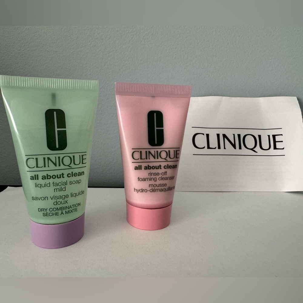 Clinique All About Clean set: Foaming Cleanser & Facial Soap travel/sample (NEW)